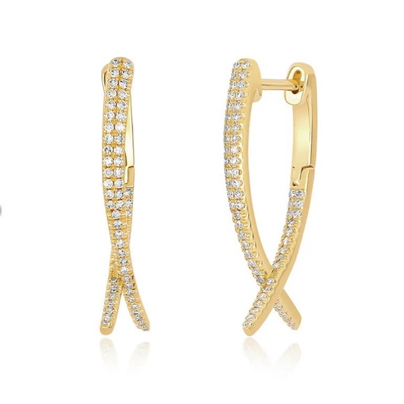 Diamond Loop Hoop Earrings - Picture 1 of 7